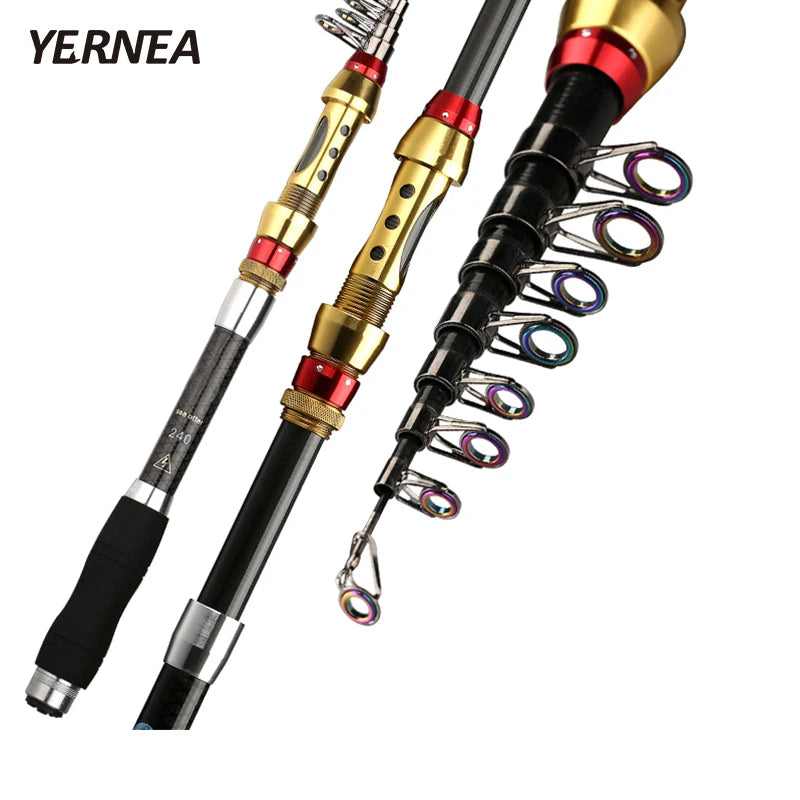 Short Sea Fishing Rods Fiber Telescopic Fishing Rod  99% Carbon 1.8-3.6M Spinning Telescopic Fishing Tackle Spinning Rod