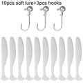10PCS Soft Lure 5.5cm 7cm 10cm T Tail Worm 3PCS Jigging Head Hook 3g 5g 10g Metal Jig Carp Fishing Pesca Swimbait Gear Kit Bait