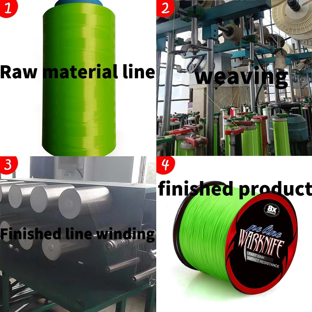 Warknife New Braided Fishing Line 8 Strands 500M 1000M 6-300LB Not Dyed Tough and Durable Carp Fishing Cord Saltwater Fish Line