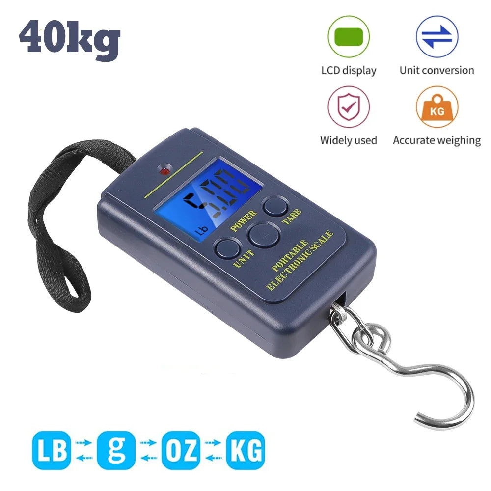 Portable Digital Luggage Scale 40kg – LCD Electronic Hanging Weight Scale for Suitcases, Travel Bags & More