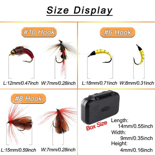 114pcs with Dry/Wet Flies Fly Fishing Flies Kit Fly Assortment Trout Bass Fishing with Fly Box