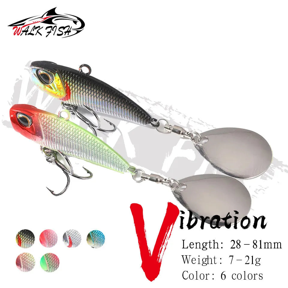 WALK FISH 21g Spinner Bait Metal VIB Fishing Lure Rotating Tail Vibration Sequins Japan Wobbler Trolling Bait Pesca