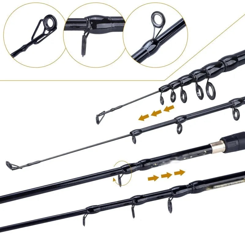 1.6-2.4m  Fishing Rods Telescopic Ultralight Weight Spinning Casting Carbon Pole Fishing Accessories Lure Weight