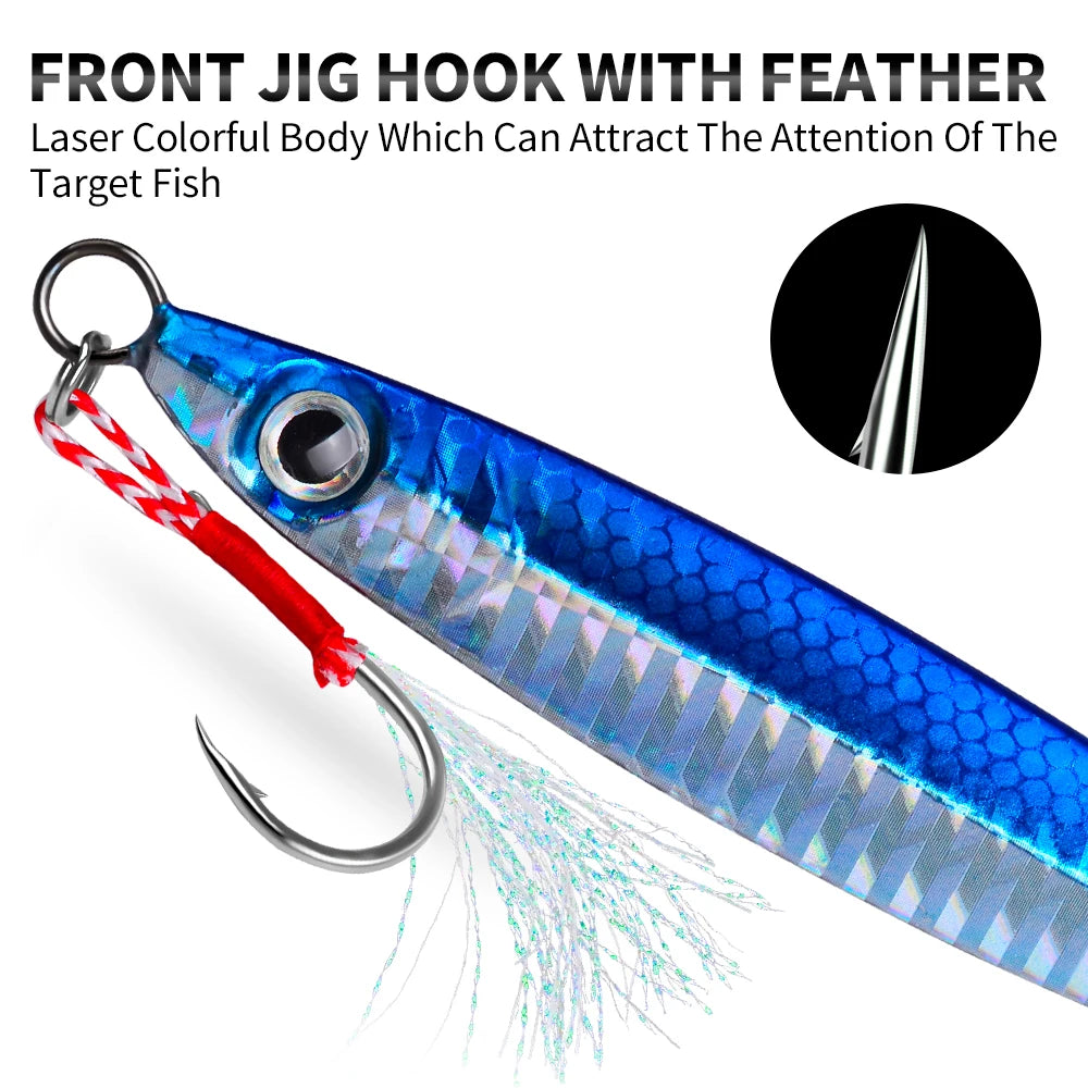 PROBEROS 5Pcs 3D Eyes Metal Jig Lure 10g 15g 20g 30g 40g 60g Bionic Bait Saltwater Shore Casting Fishing Lure Fishing Tackle
