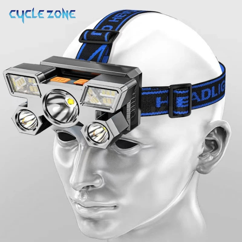 KRUMPROFISHING Rechargeable 5 LED Headlamp – Portable Headlight with Built-in Rechargeable Battery