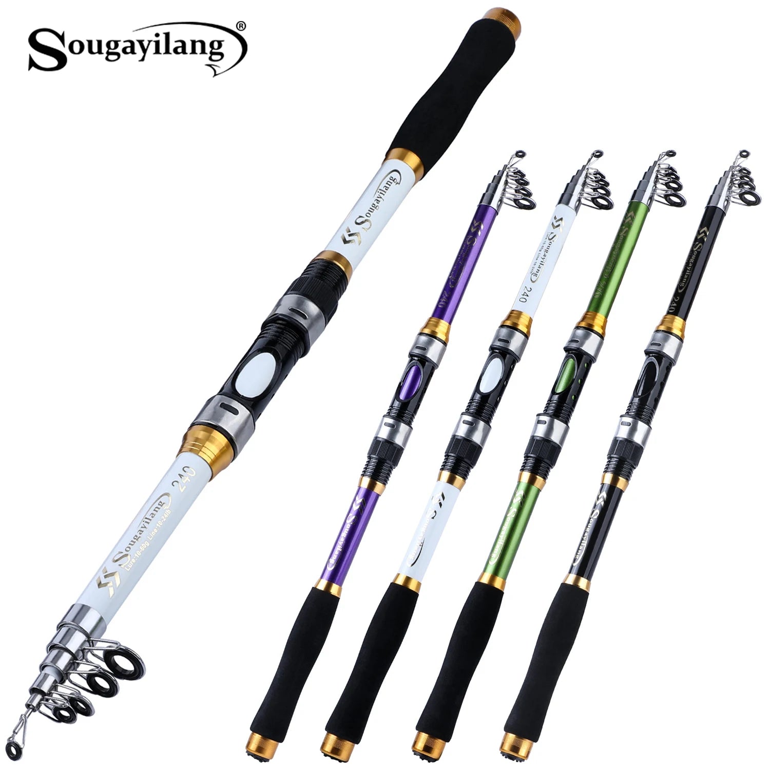 Sougayilang 4 Colors Telescopic Fishing Rod 1.8m-3.3m Glass Fiber EVA Handle Travel Spinning Fishing Pole Max Drag 5kg Pesca
