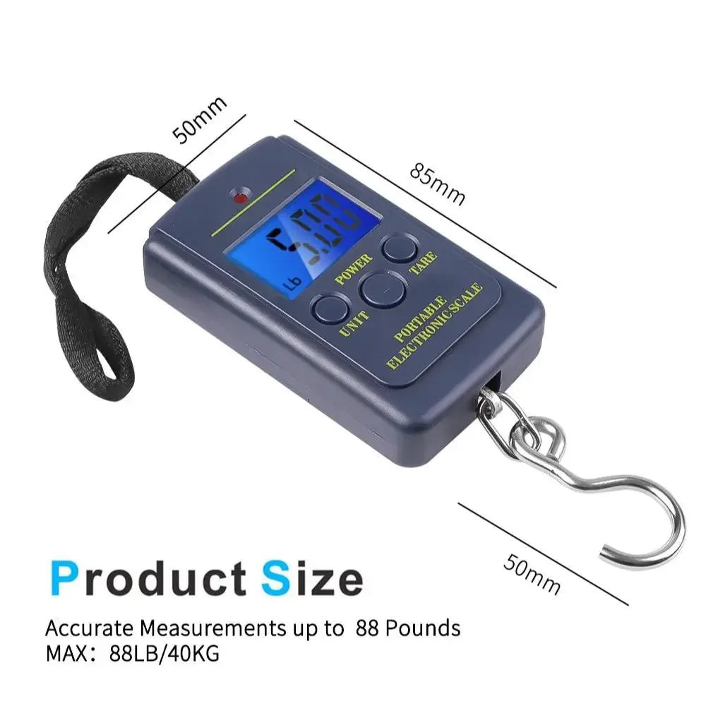 Portable Digital Luggage Scale 40kg – LCD Electronic Hanging Weight Scale for Suitcases, Travel Bags & More