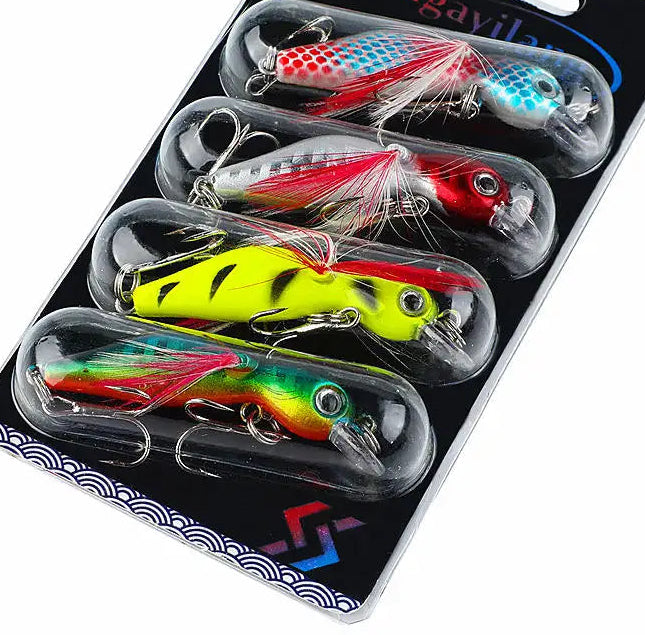 Fishing Bait Set 4PCS Wobbler Anti-corrosion Hook Bass Fishing Lure for Sea Carp Fishing Tackles De Pesca