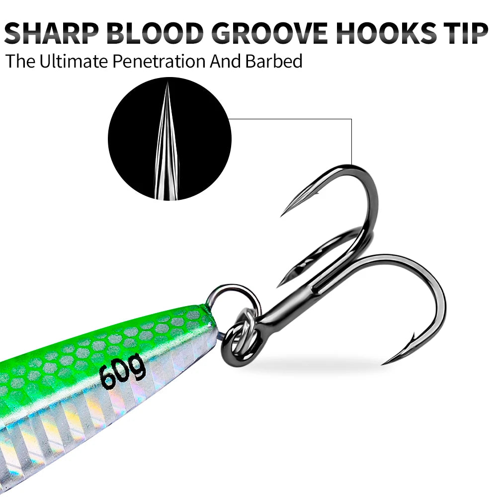 PROBEROS 5Pcs 3D Eyes Metal Jig Lure 10g 15g 20g 30g 40g 60g Bionic Bait Saltwater Shore Casting Fishing Lure Fishing Tackle