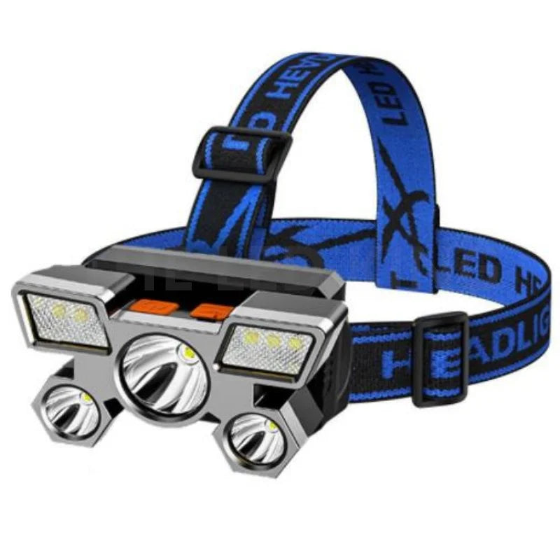KRUMPROFISHING Rechargeable 5 LED Headlamp – Portable Headlight with Built-in Rechargeable Battery