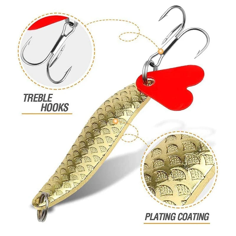 10PCS/Set Gold And Sliver Metal Jig Spoon Spinner Fishing Lure Wobbler Bait Set with Fishing Tackle Box Kit For Fishing